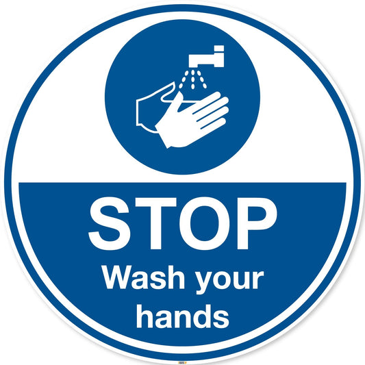 Stop wash your hands Sign, Anti-slip Floor Markers, Mandatory signs
