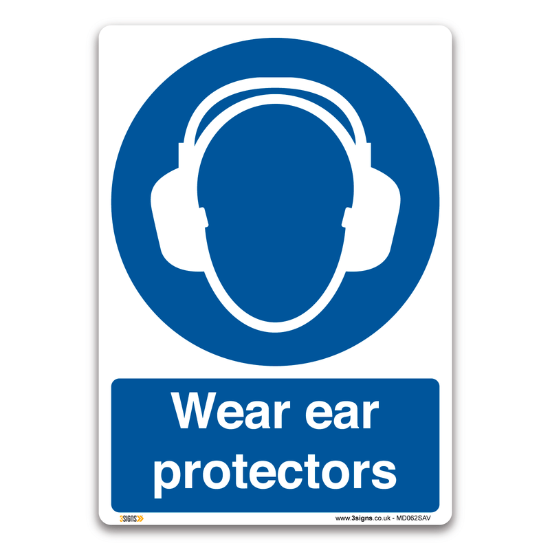 Wear Ear Protectors Ppe Safety Sign