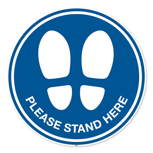 Please Stand Here Floor Markers Safety Sign