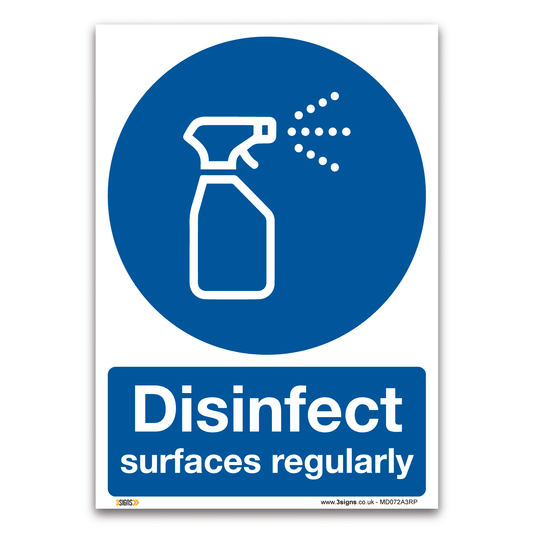 Disinfect Surfaces Regularly Hygiene Safety Sign