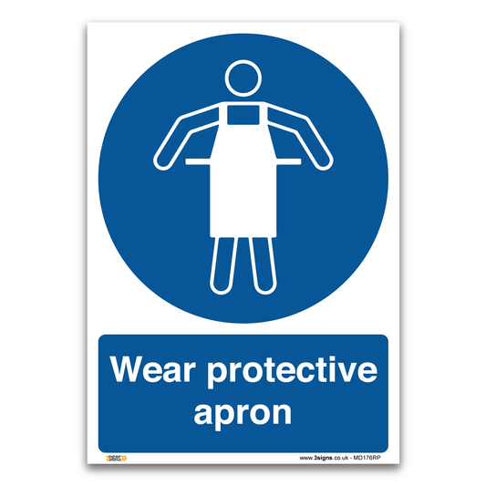Use protective apron Sign, Health and Safety Mandatory PPE signs