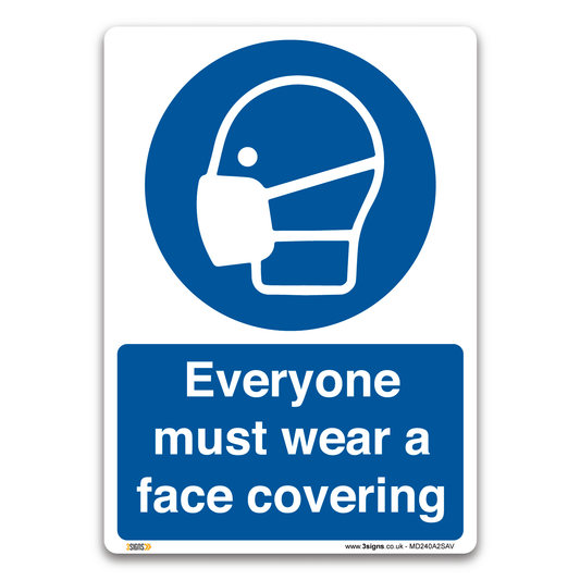 Everyone Must Wear A Face Covering Safety Sign