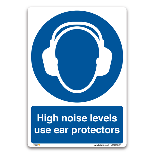 High Noise Levels Use Ear Protectors Safety Sign