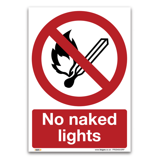 No Naked Lights Health And Safety Prohibition Signs Safety Sign