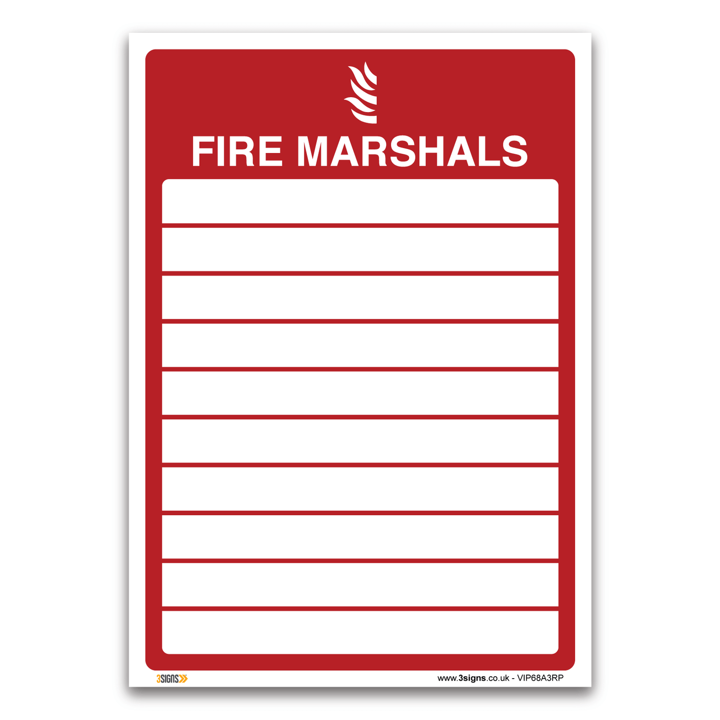 Fire Marshals Safety Sign