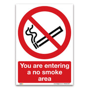 You Are Entering a No Smoking Area Safety Sign – 1mm Rigid Plastic