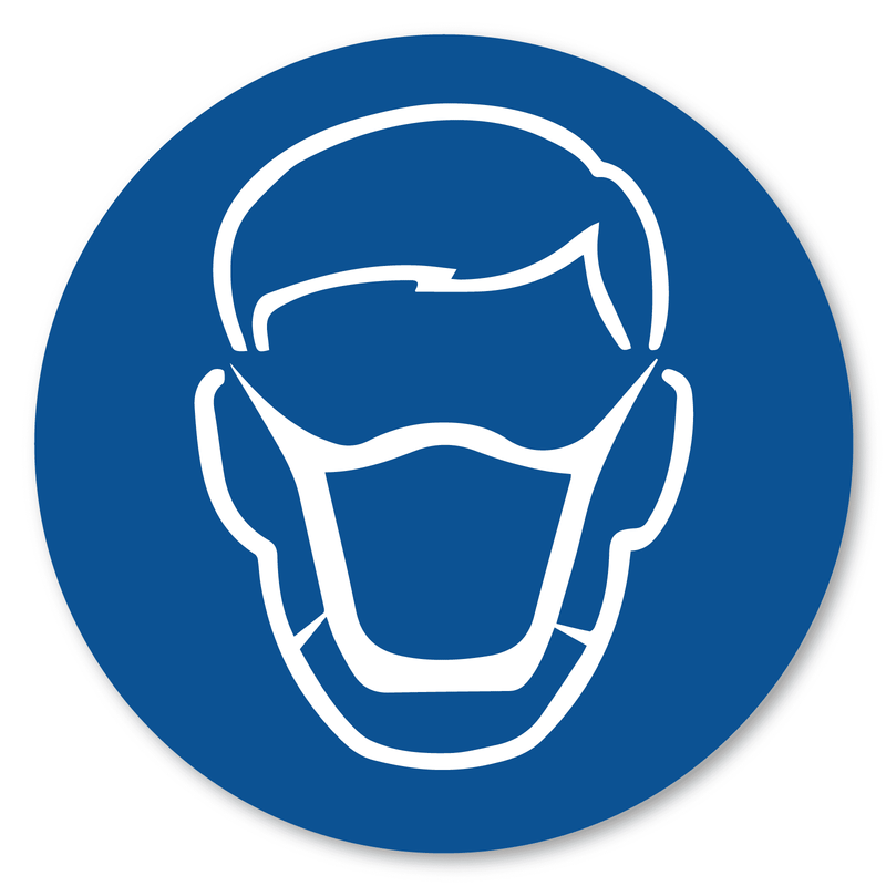 Wear face masks symbol sign, 100mm dia. circle, Self-adhesive vinyl Sticker, Safety Signs