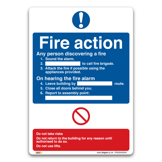 Fire Action Plan Safety Sign