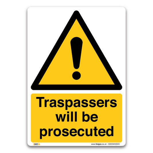 Trespassers Will Prosecuted Safety Sign