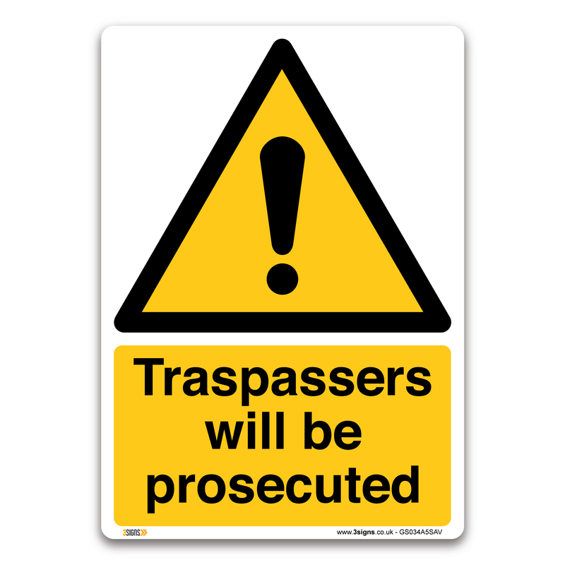 Trespassers Will Prosecuted Safety Sign