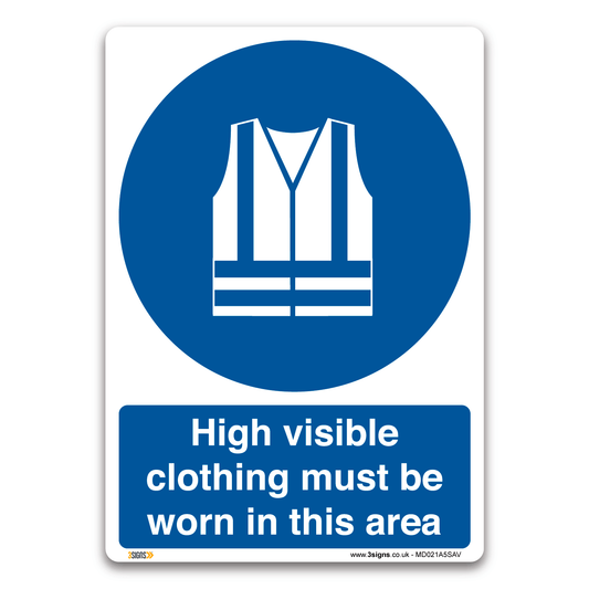 High Visible Clothing Must Be Worn In This Area Safety Sign