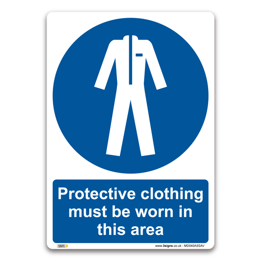 Protective Clothing Must Be Worn In The Area Safety Sign