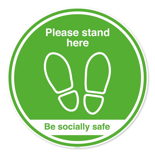 Please Stand Here Floor Safety Sign Dia Circle Antis Slip Floor Markers Safety Signs
