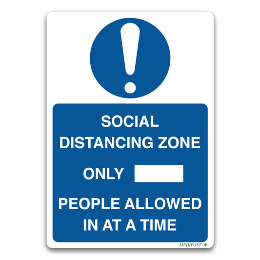 Social distancing zone sign, A3 - 420x297mm, Self-adhesive vinyl Sticker, Safety Signs
